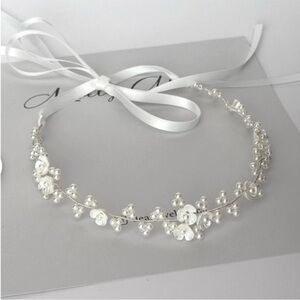 Davids Bridal 12 mo flower girl dress with hand beaded floral crown